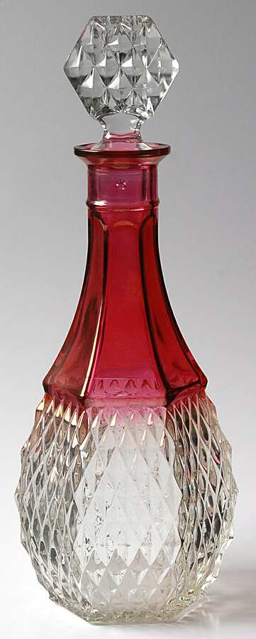 Diamond Point Ruby Decanter & Stopper by Indiana Glass-1