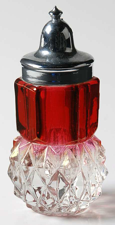 Diamond Point Ruby Shaker with Metal Lid by Indiana Glass-1