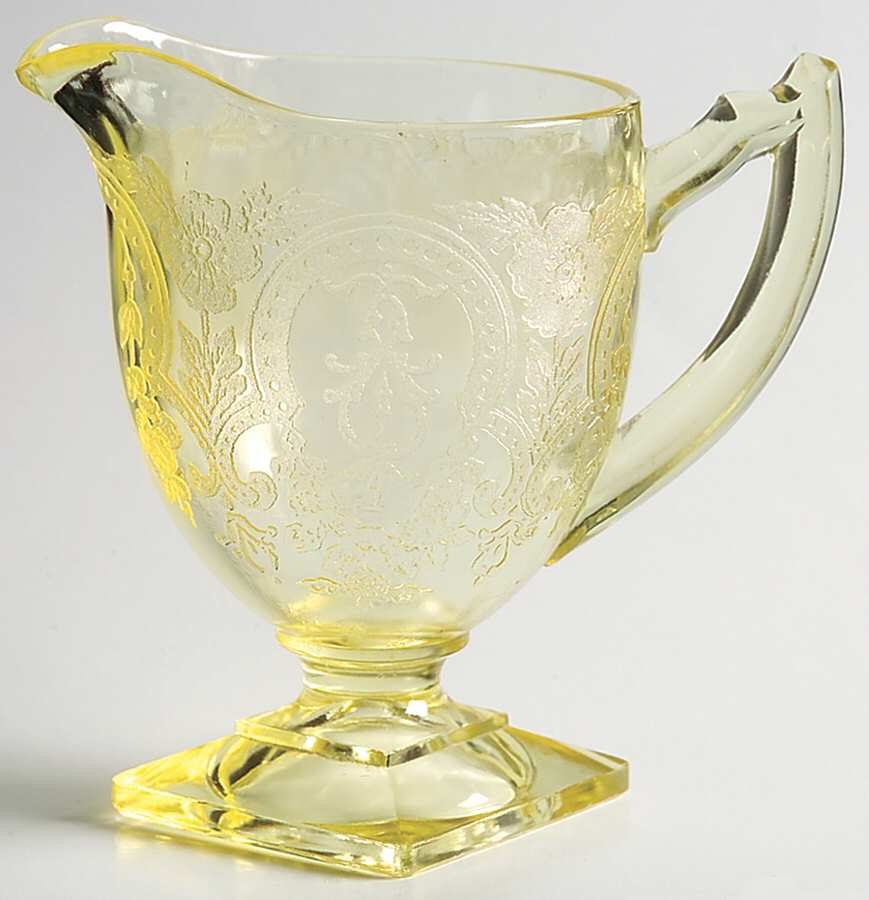 Horseshoe Yellow Footed Creamer by Indiana Glass-1