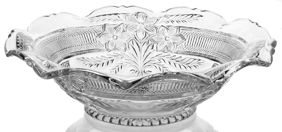 Narcissus Spray 9" Round Crimped Bowl by Indiana Glass-1