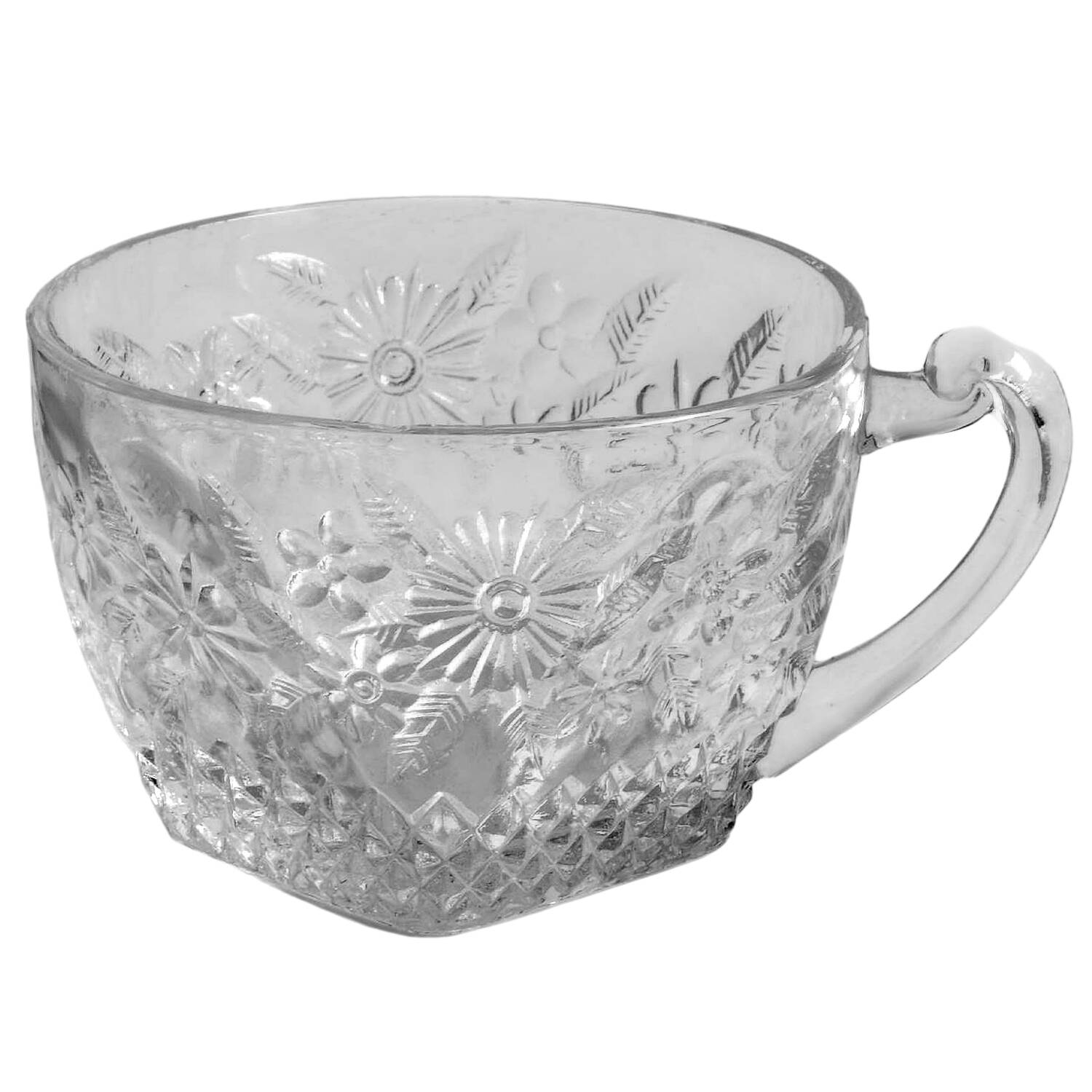 Pineapple and Floral Clear Cup Only by Indiana Glass-1
