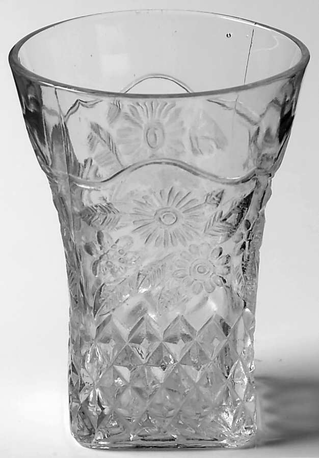 Pineapple and Floral Clear 8 Oz Flat Tumbler by Indiana Glass-1