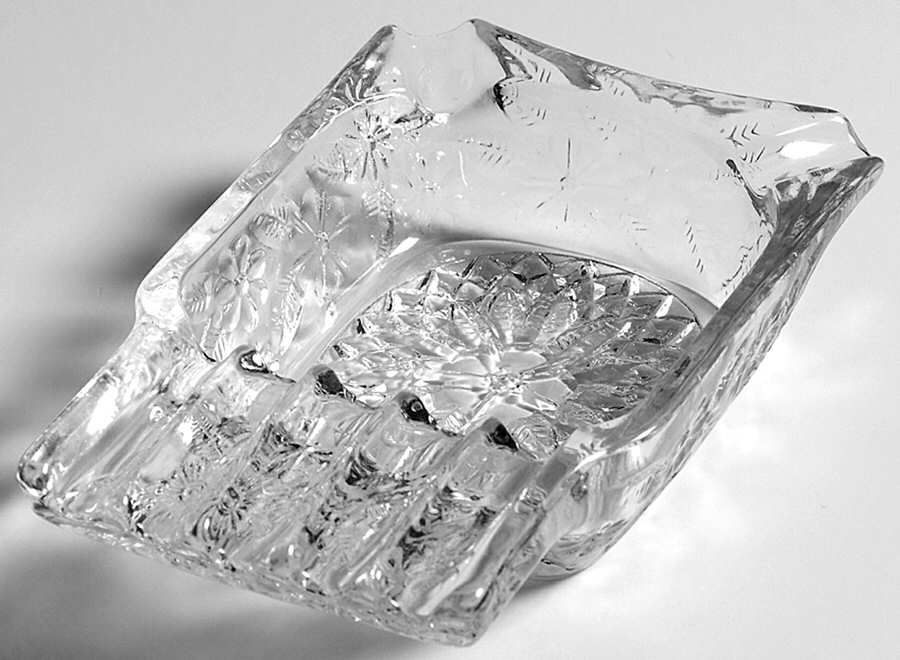 Pineapple and Floral Clear 4" Ashtray by Indiana Glass-1