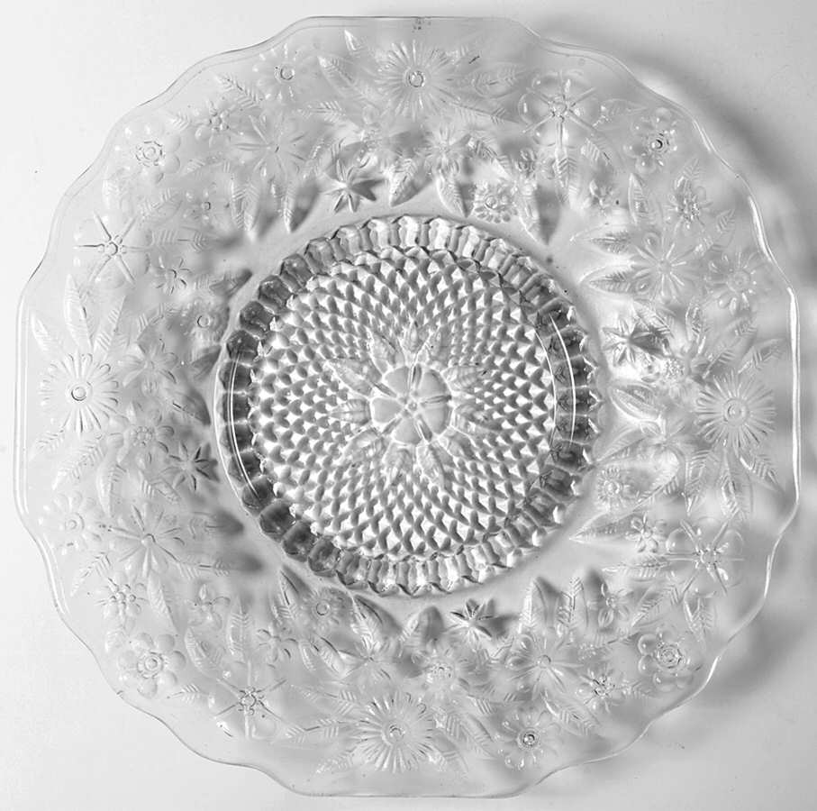 Pineapple and Floral Clear 9" Indented Plate by Indiana Glass-1