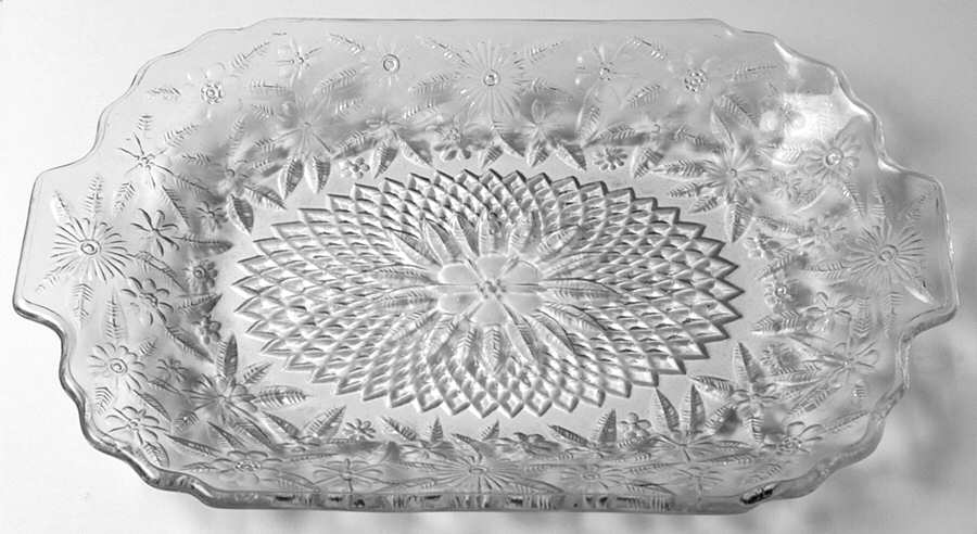Pineapple and Floral Clear 11" Oval Platter by Indiana Glass-1