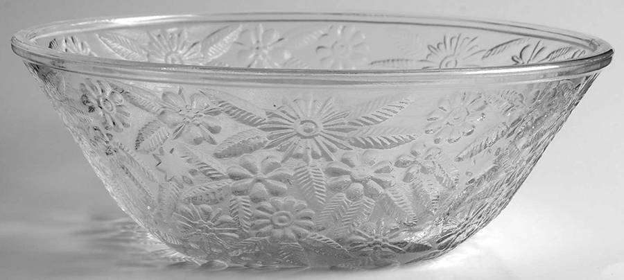 Pineapple and Floral Clear 7" Salad Bowl by Indiana Glass-1