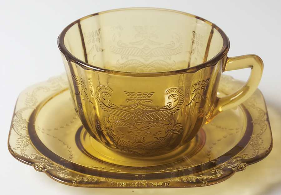 Recollection Amber Cup & Saucer Set by Indiana Glass-1