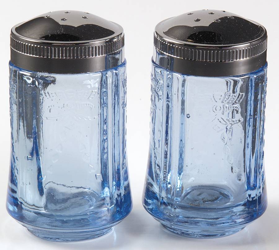 Recollection Blue Shaker Set & Plastic Lids by Indiana Glass-1