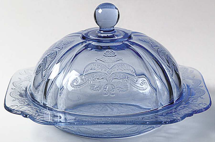 Recollection Blue Round Covered Butter by Indiana Glass-1
