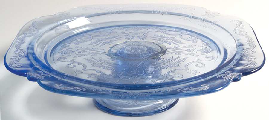 Recollection Blue Footed Cake Plate by Indiana Glass-1
