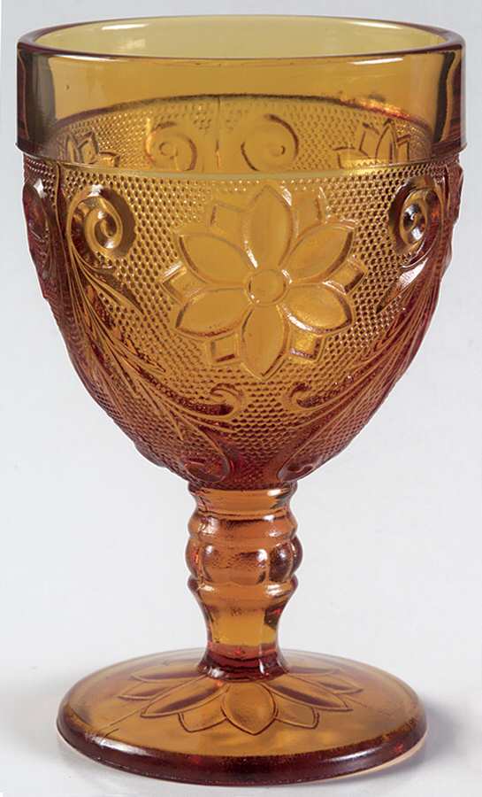 Sandwich Amber 8 Oz Footed Tumbler by Indiana Glass-1