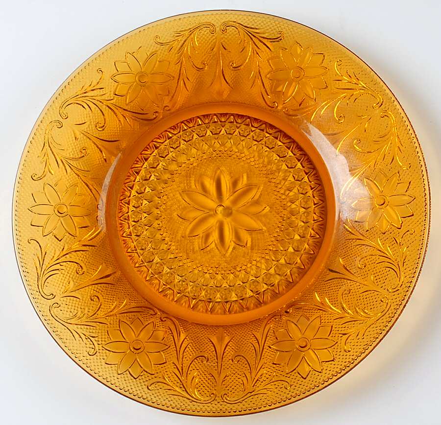 Sandwich Amber Dinner Plate by Indiana Glass-1