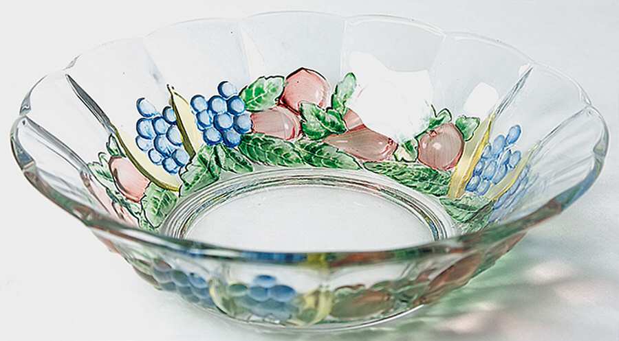 Garland Flashed Blue Grapes 8" Round Bowl by Indiana Glass-1