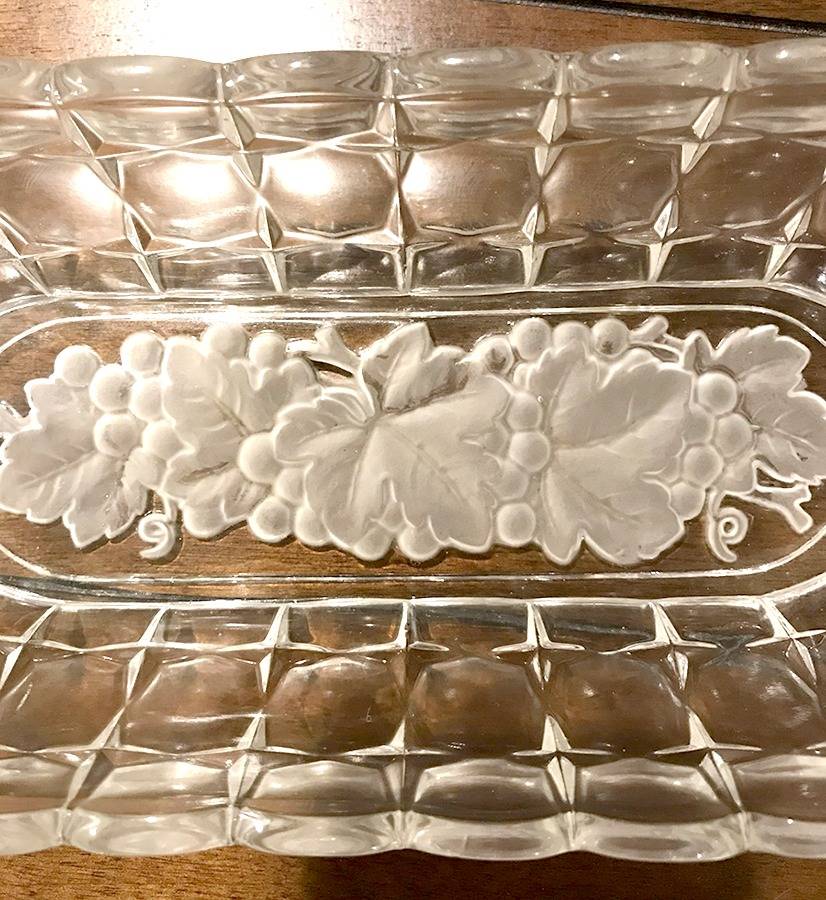 Constellation Grape Frosted 10" Oval Celery by Indiana Glass-1