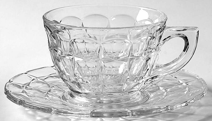 Constellation Grape Frosted Cup & Saucer Set by Indiana Glass-1