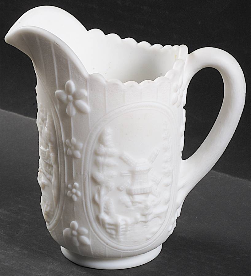 Windmill Milk Glass Frosted 16 Oz Pitcher by Imperial Glass-Ohio-1
