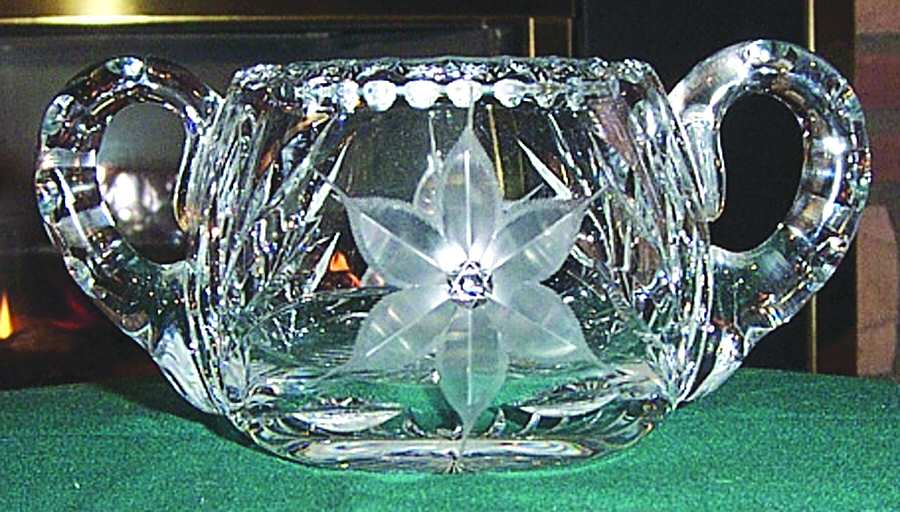Diamond Poinsettia Mini Open Sugar by Ideal Cut Glass -1
