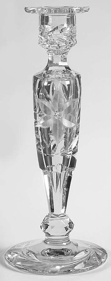 Diamond Poinsettia 10" Single Light Candlestick by Ideal Cut Glass -1