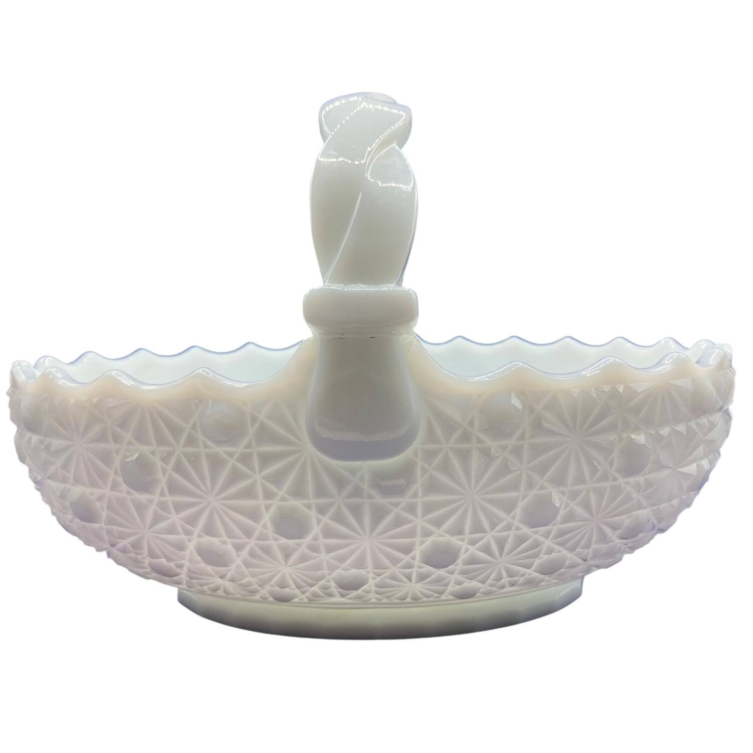 Daisy and Button Milk Glass 6" Basket by Imperial Glass-Ohio-1