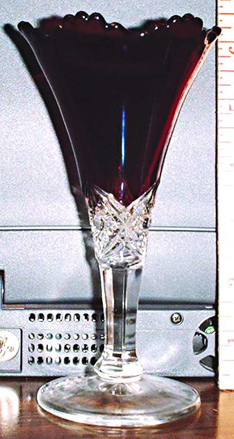 Diamond with Peg Ruby Flash 6" Bud Vase by Jefferson Glass-1