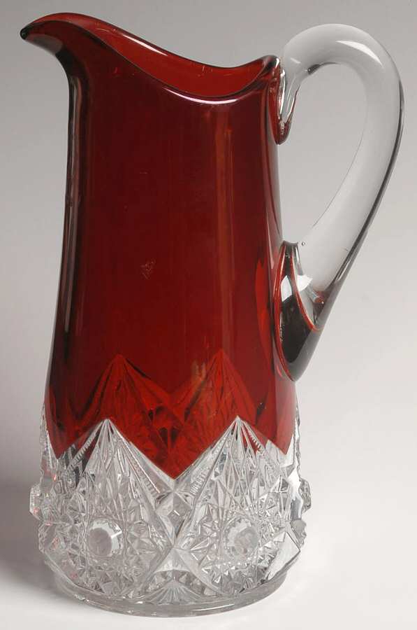 Diamond with Peg Ruby Flash 30 Oz Pitcher by Jefferson Glass-1