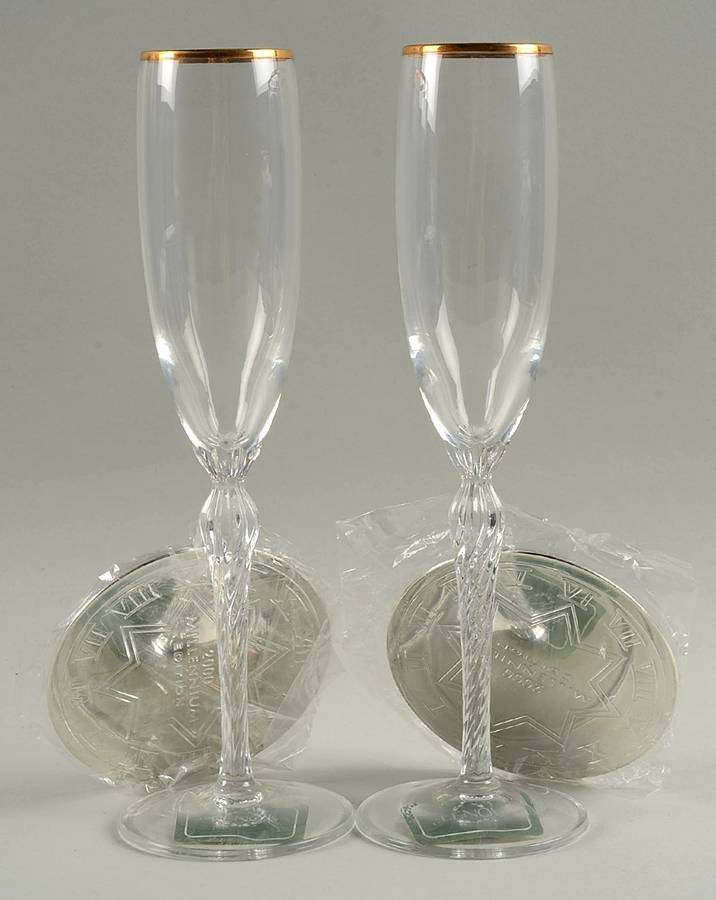 Monroe (Gold Trim) (Set of 2 Boxed) Millennium Fluted Champagne by Lenox-1