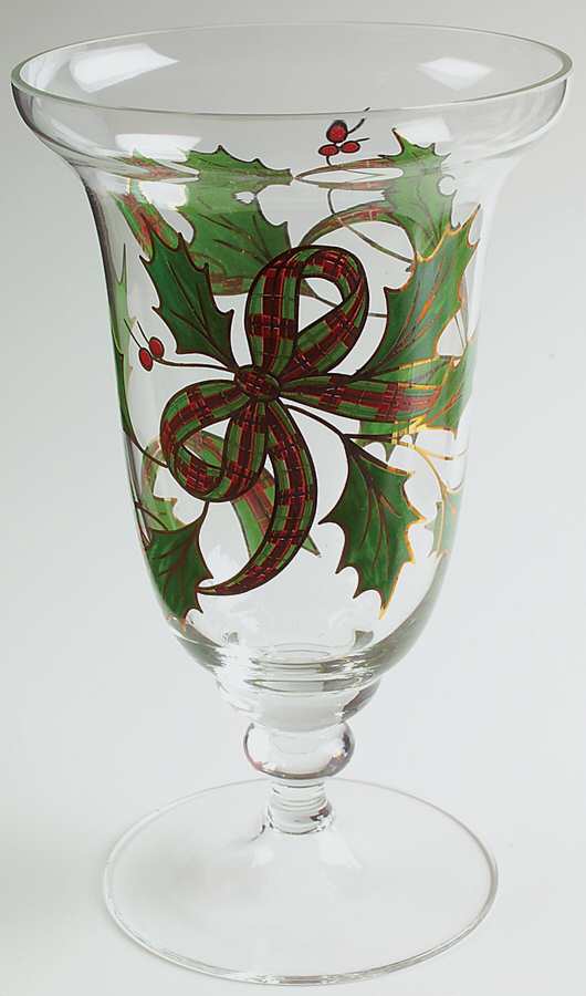 Holiday (Plaid Ribbon) Hurricane Globe by Lenox-1