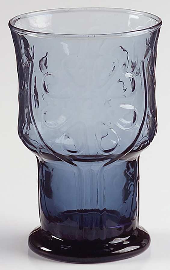 Country Garden Blue (Dusky Blue) Water Goblet by Libbey Glass Company-1