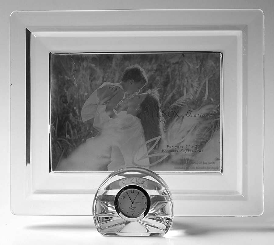 Applause Collection Clock Frame Set (Holds a 5" X 7"Frame,Base Clock by Lenox-1