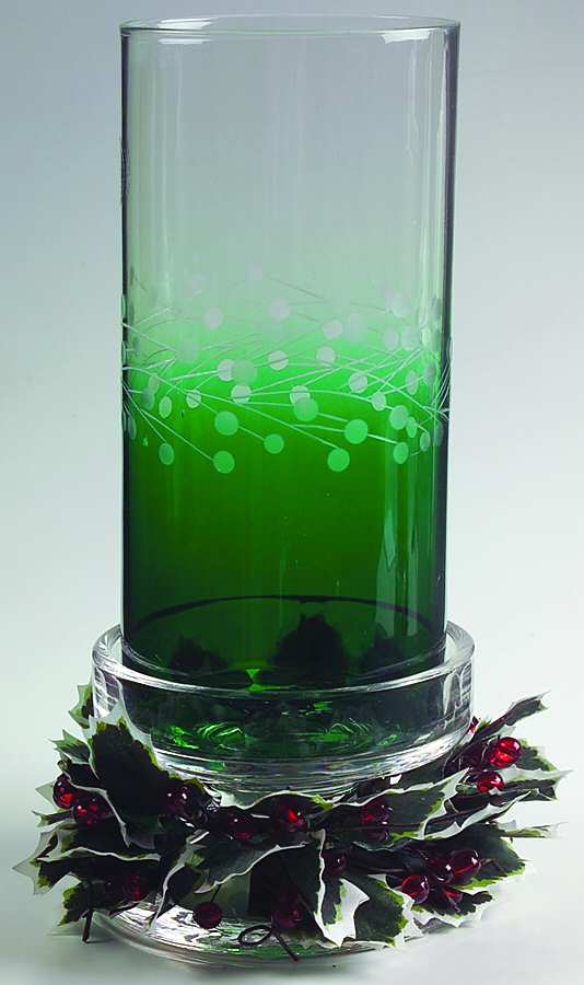 Yultide Gems Green Hurricane Lamp & Globe by Lenox-1