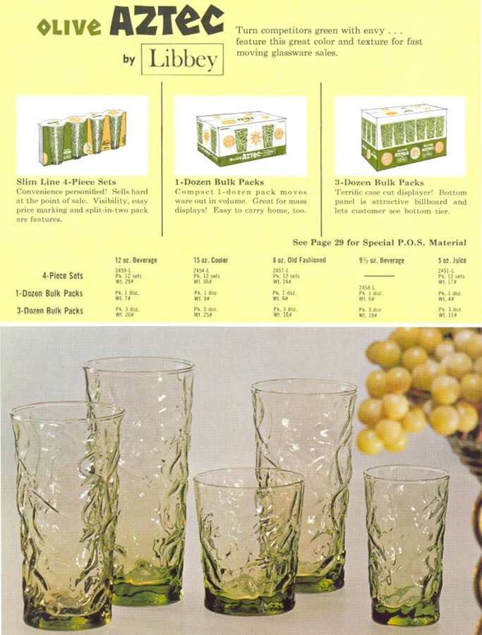 Aztec Olive Green Cooler by Libbey Glass Company-1