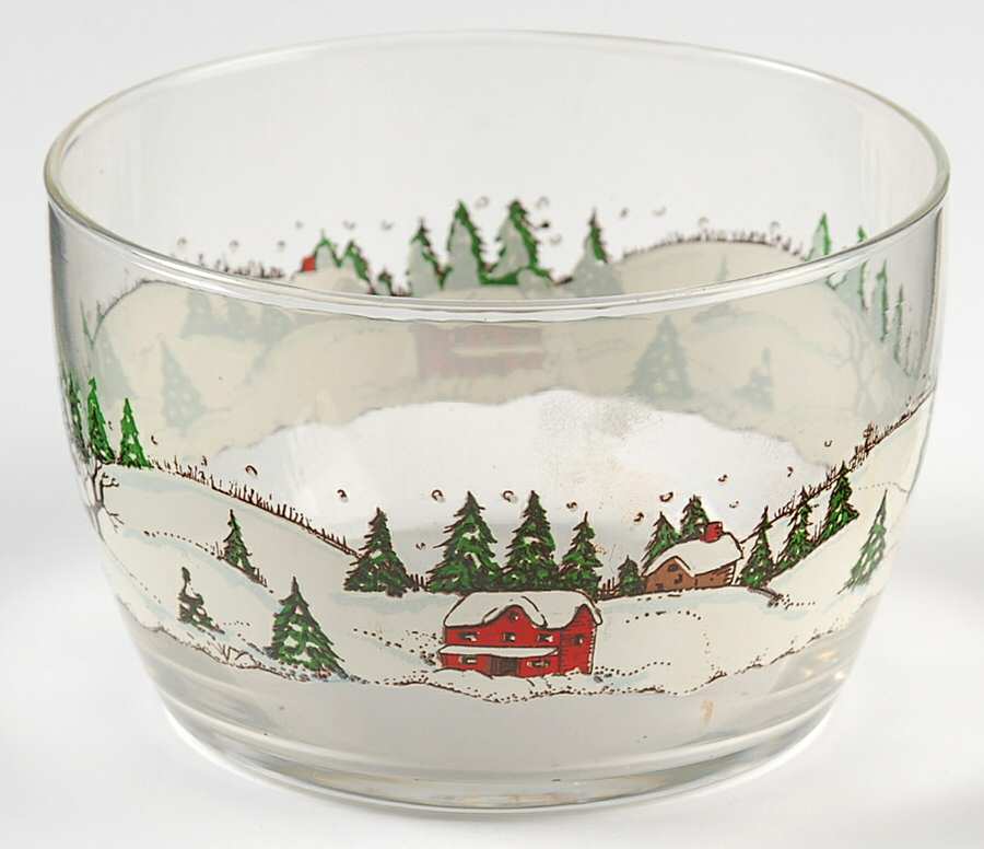 Winter Village 4" Storage Bowl No Plastic Lid by Libbey Glass Company-1