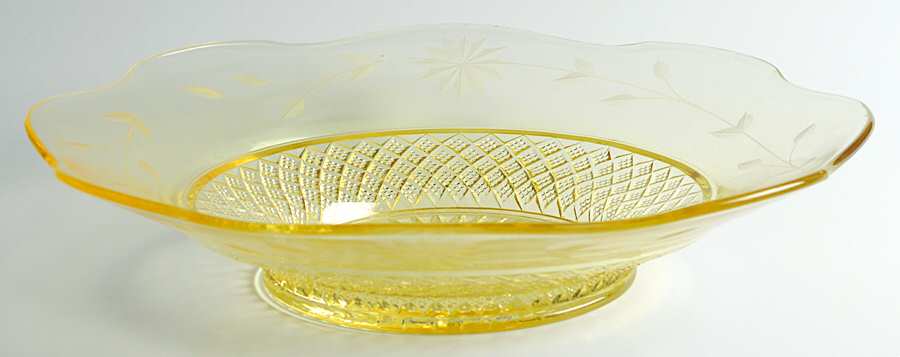 382 Yellow 11" Scalloped Bowl by Lancaster-1