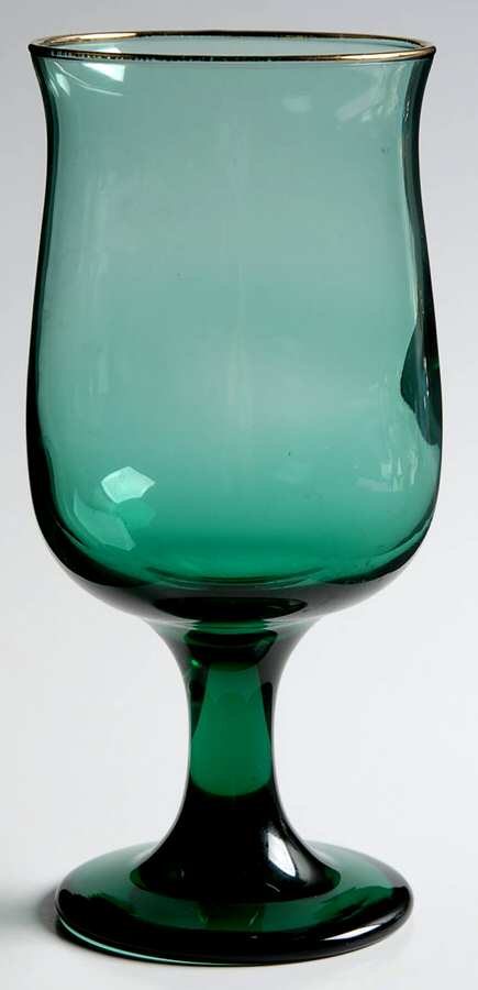 Tulip Dark Green Water Goblet by Libbey Glass Company-1
