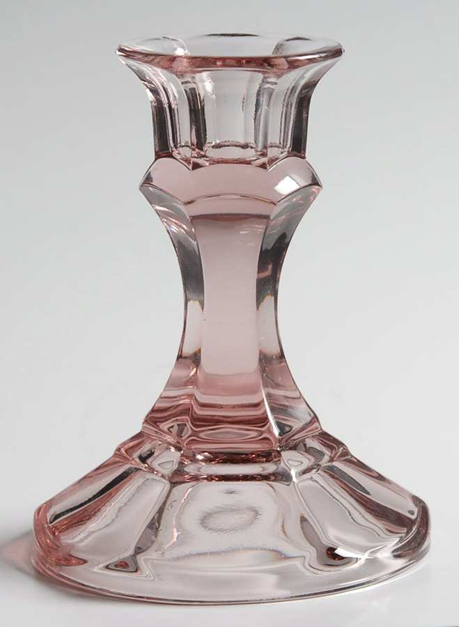 2245 Pink 4" Single Light Candlestick by Libbey Glass Company-1
