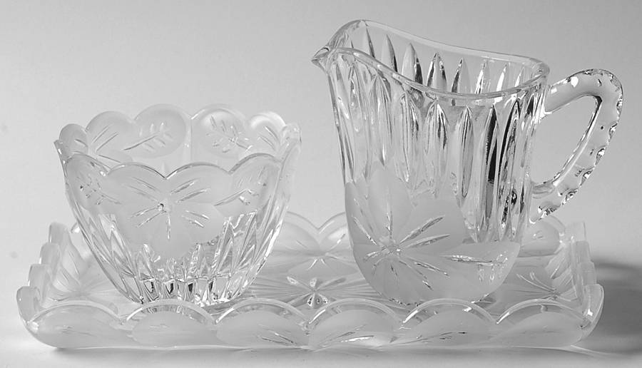LA20 (Frosted) Mini Creamer, Open Sugar & Tray Set by Lausitzer-1
