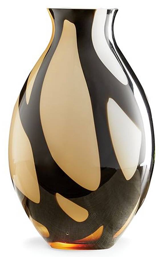 Abstract Caramel Art Glass 15" Flower Vase by Lenox-1