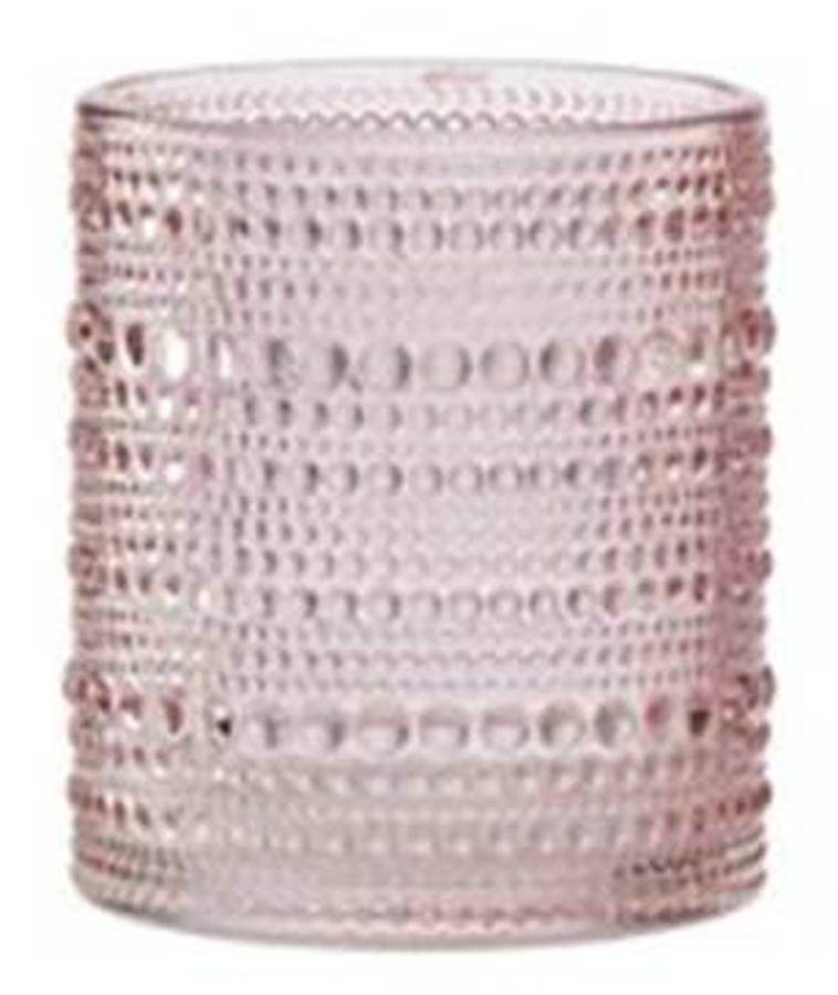 Pressed Glass Bead Pink Double Old Fashioned by Lenox-1