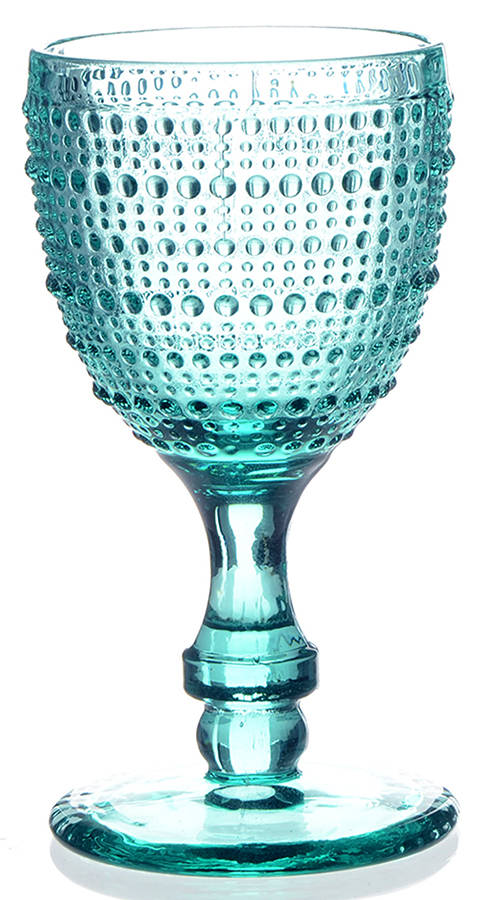 Pressed Glass Bead Teal Water Goblet by Lenox-1