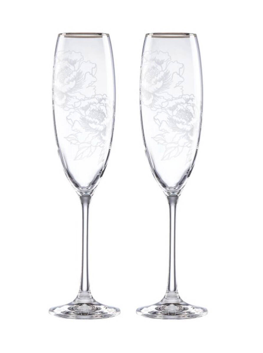 Silver Peony (Set of 2) Toasting Fluted Champagnes by Lenox-1
