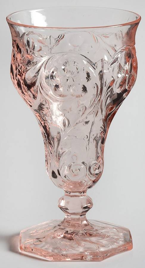 Rock Crystal Pink Water Goblet by McKee-1