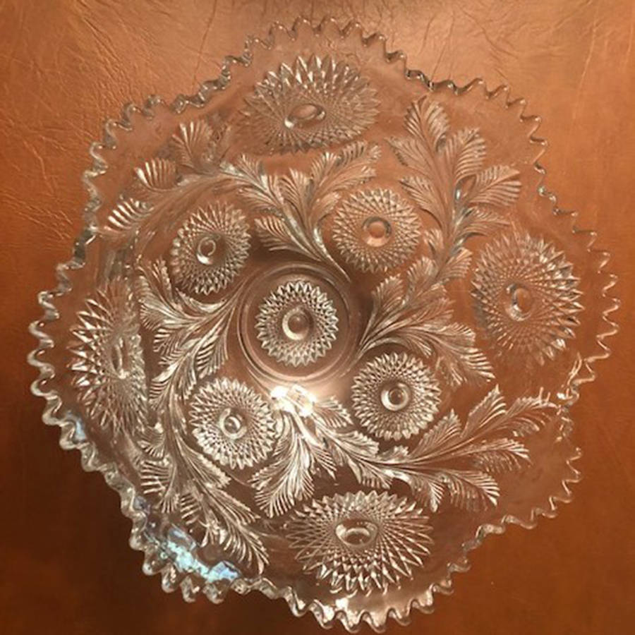 Hobstar & Feather Punch Bowl by Millersburg-1