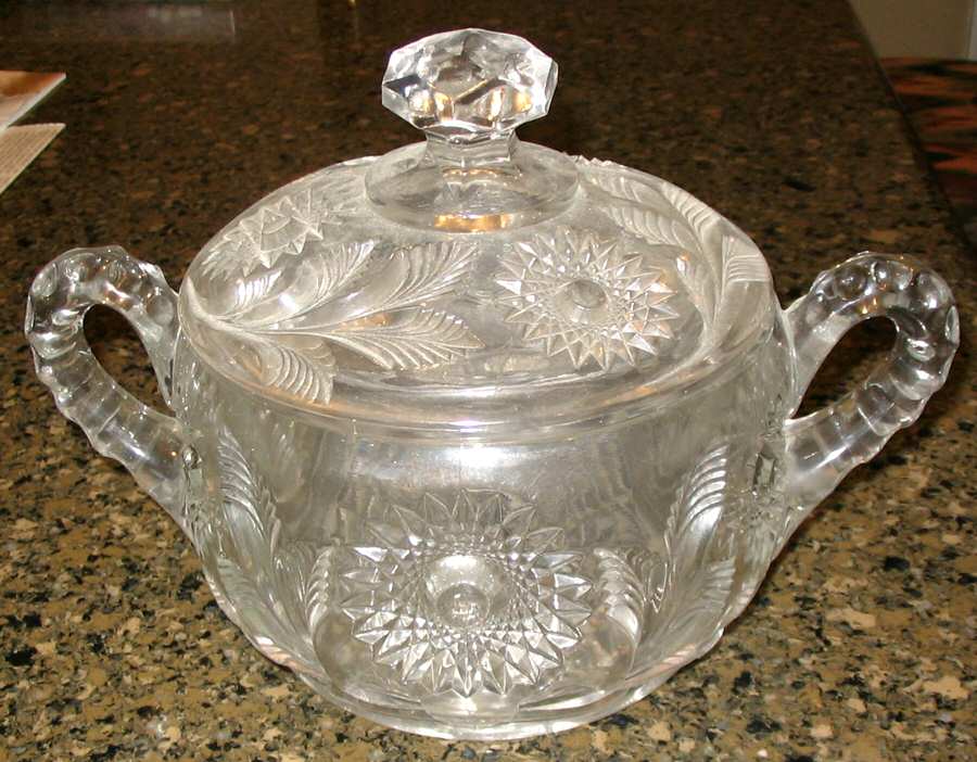 Hobstar & Feather Sugar Bowl & Lid by Millersburg-1