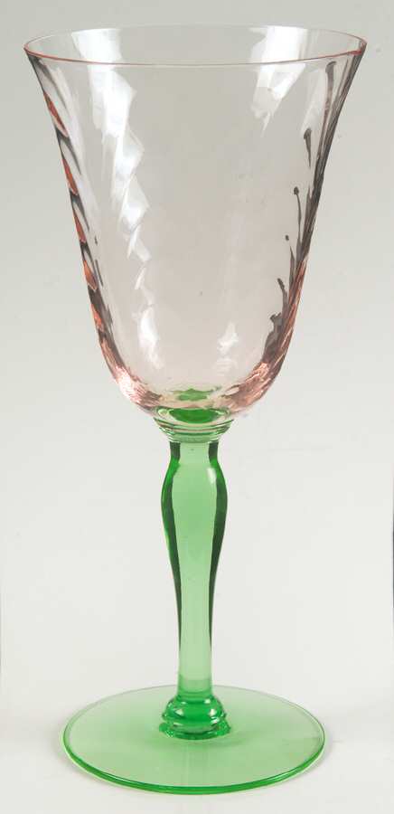Hampton Pink Green (Palm Optic) Water Goblet by Morgantown-1