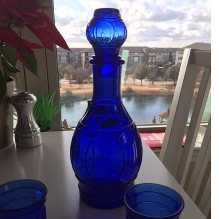 Ring Of Rings Cobalt Decanter & Stopper by Maryland Glass Company-1