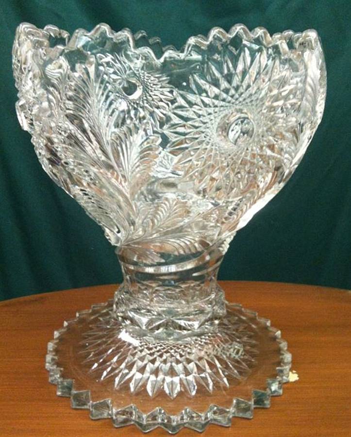 Hobstar & Feather (Frosted) Round Compote (Height X Width) by Millersburg-1