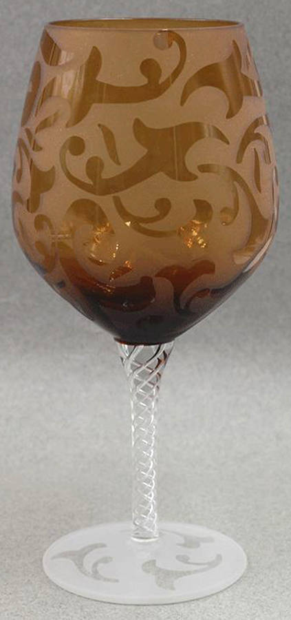 Elise Amber (Wafer Stem) Water Goblet by Michael Weems-1