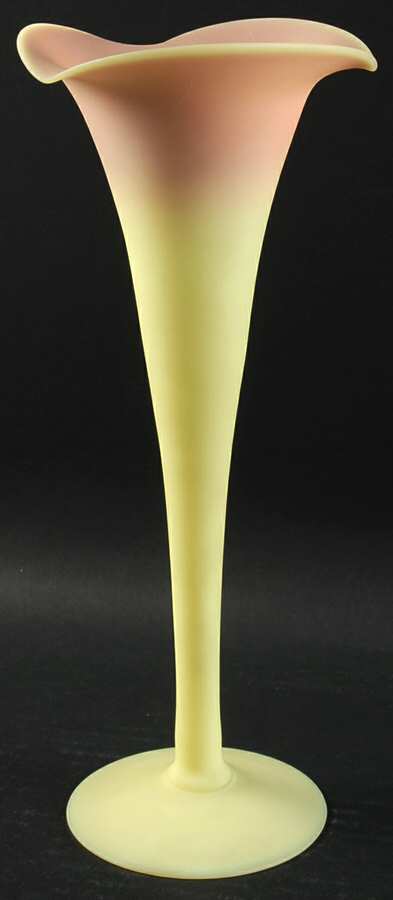 Burmese 10" Trumpet Vase by Mt Washington Glass Works-1