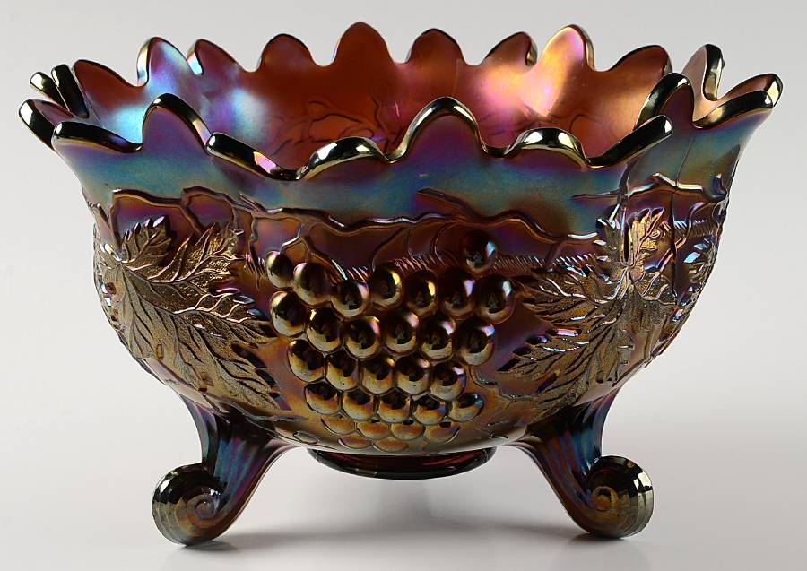 Grape and Cable Amethyst Footed Orange Bowl by Northwood-1