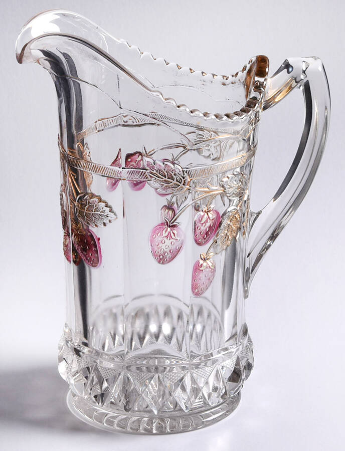 Strawberry and Cable Ruby (Gold Accent) Pitcher by Northwood-1